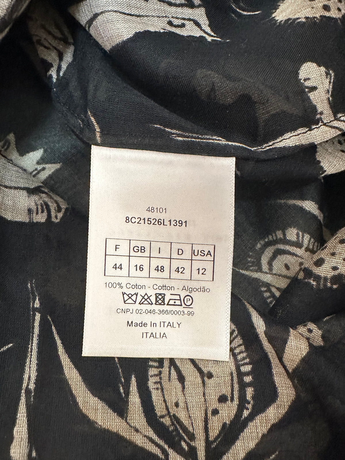 DIOR Yoga Print Blouse in Black and Nude | 12