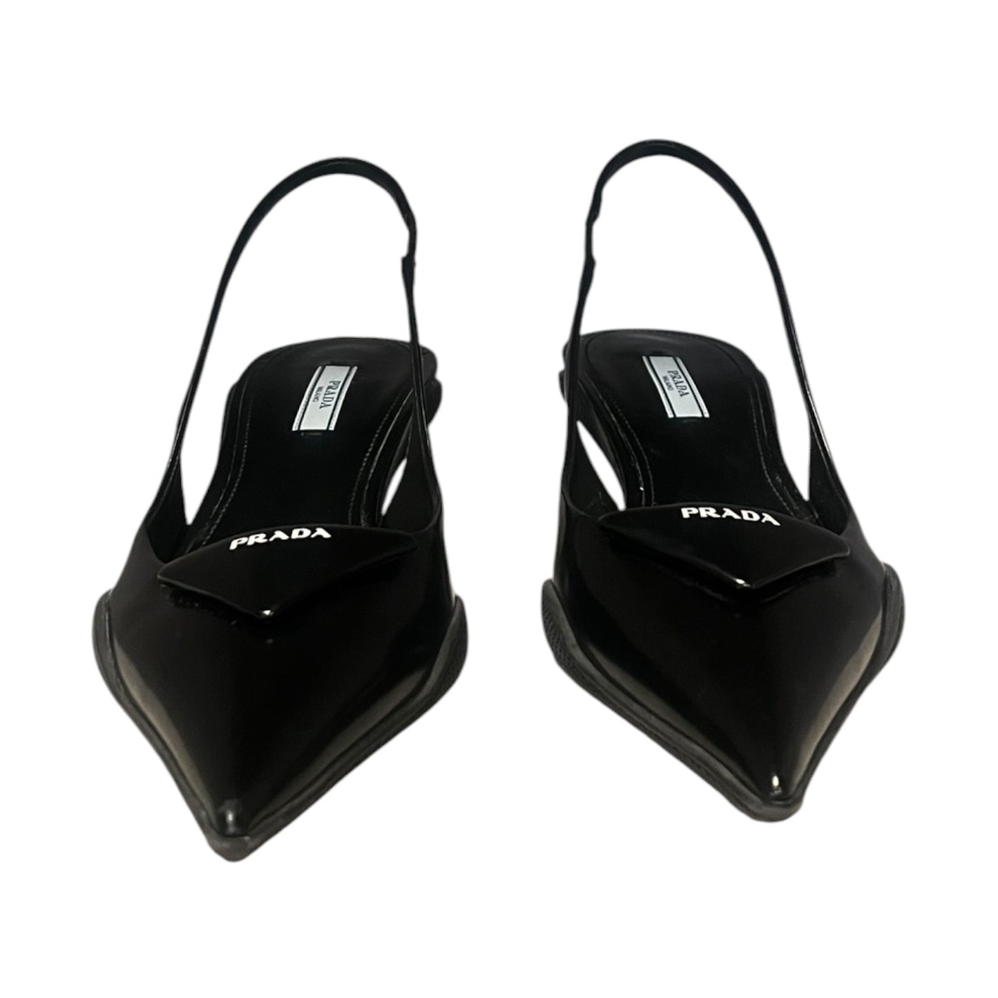 PRADA Slingback Kitten Heels in Black | 38.5