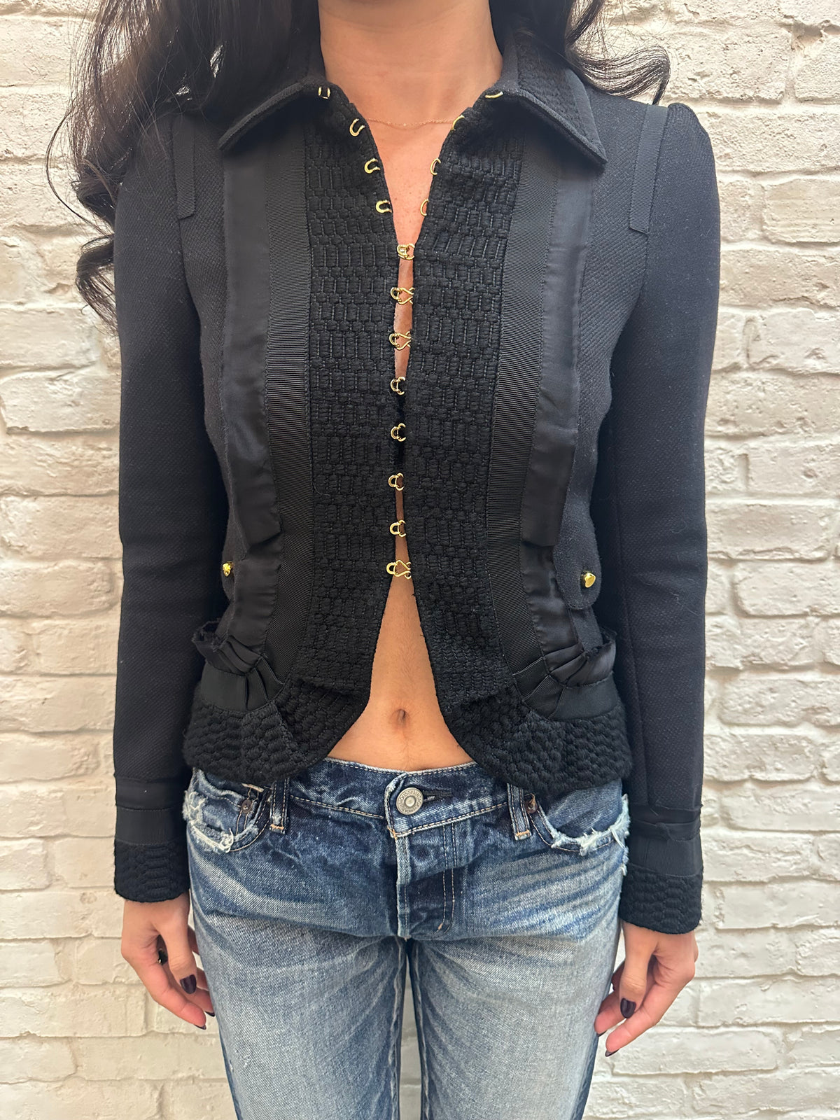 ROBERTO CAVALLI Ruffle Detail Jacket Black | 38