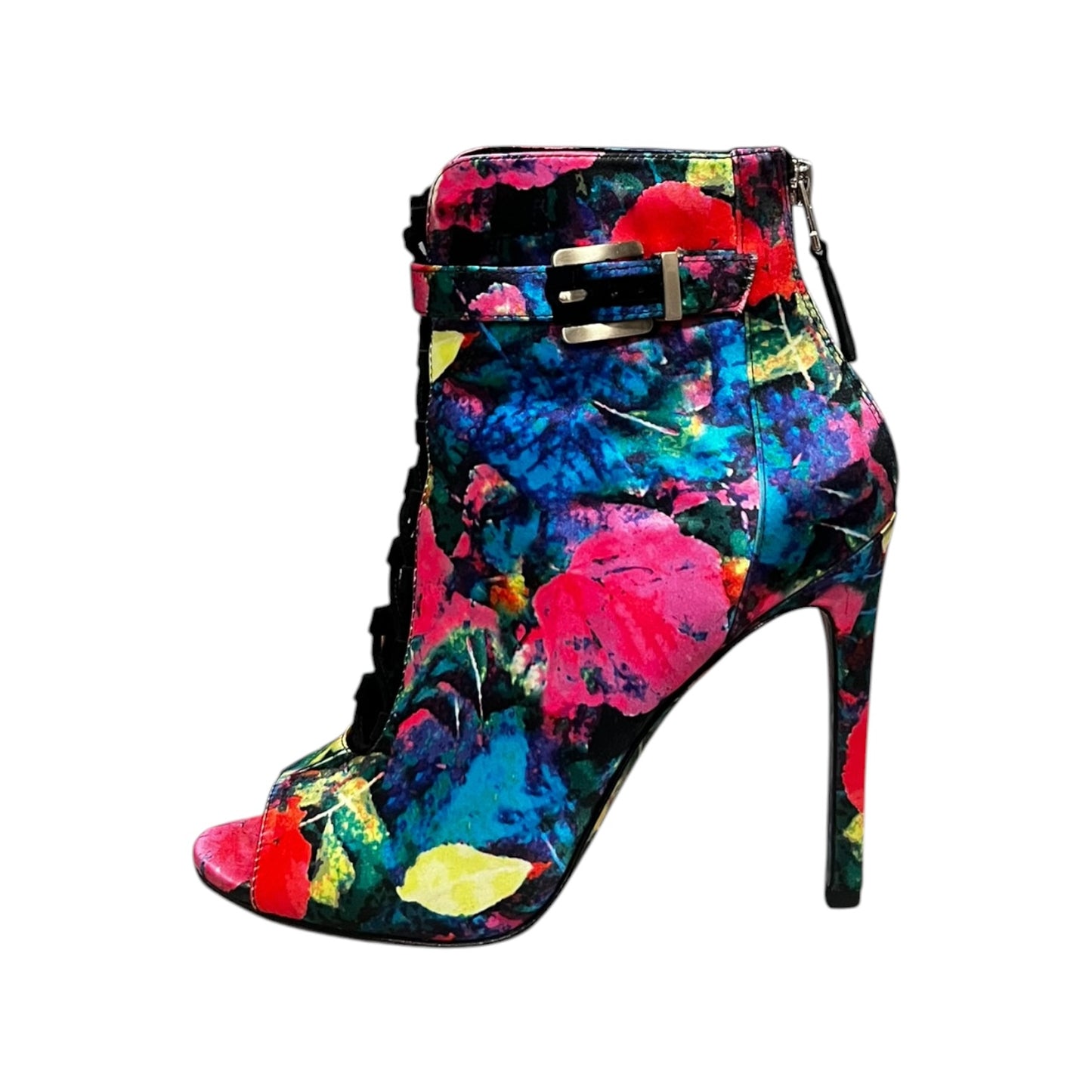 B BRIAN ATWOOD Print Peeptoe Booties | 7