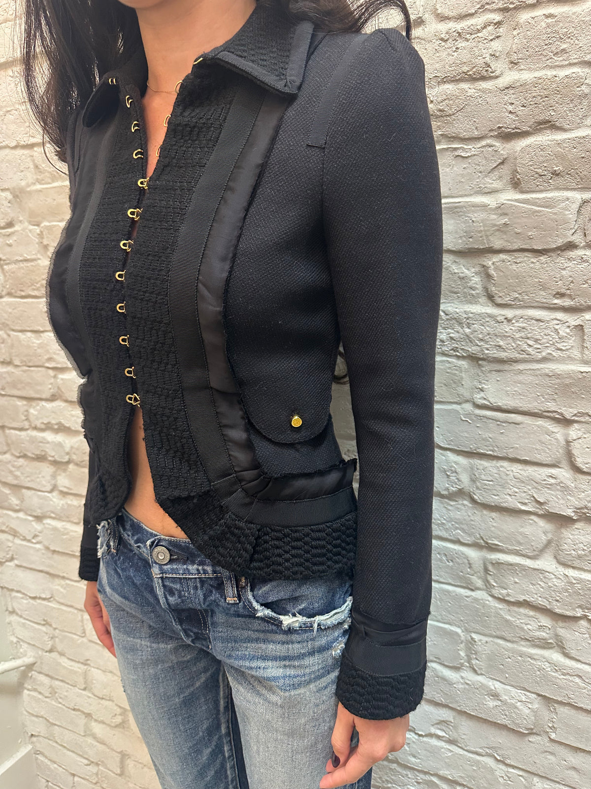 ROBERTO CAVALLI Ruffle Detail Jacket Black | 38
