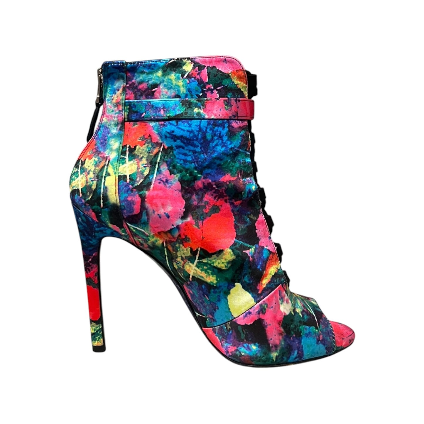 B BRIAN ATWOOD Print Peeptoe Booties | 7