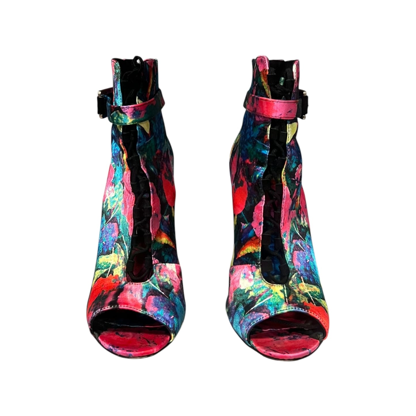 B BRIAN ATWOOD Print Peeptoe Booties | 7