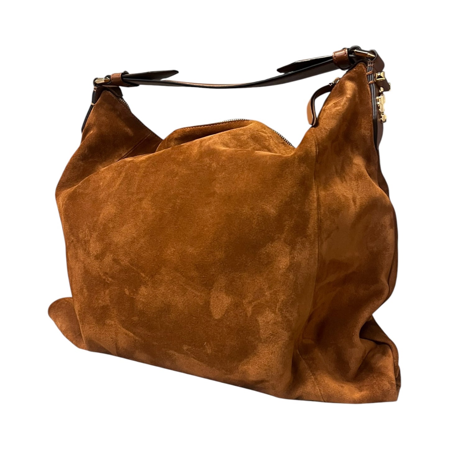 JIMMY CHOO Ana Suede Hobo in Scotch
