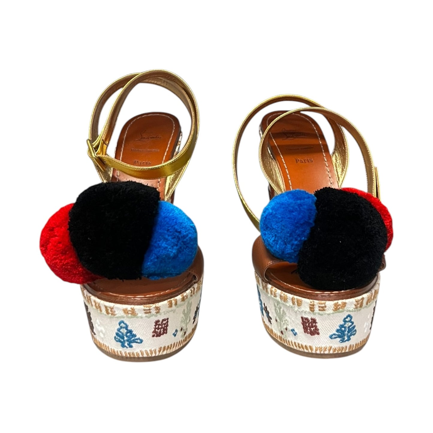 LOUBOUTIN Cycladissimo Pom Pom Embroidered Wedges