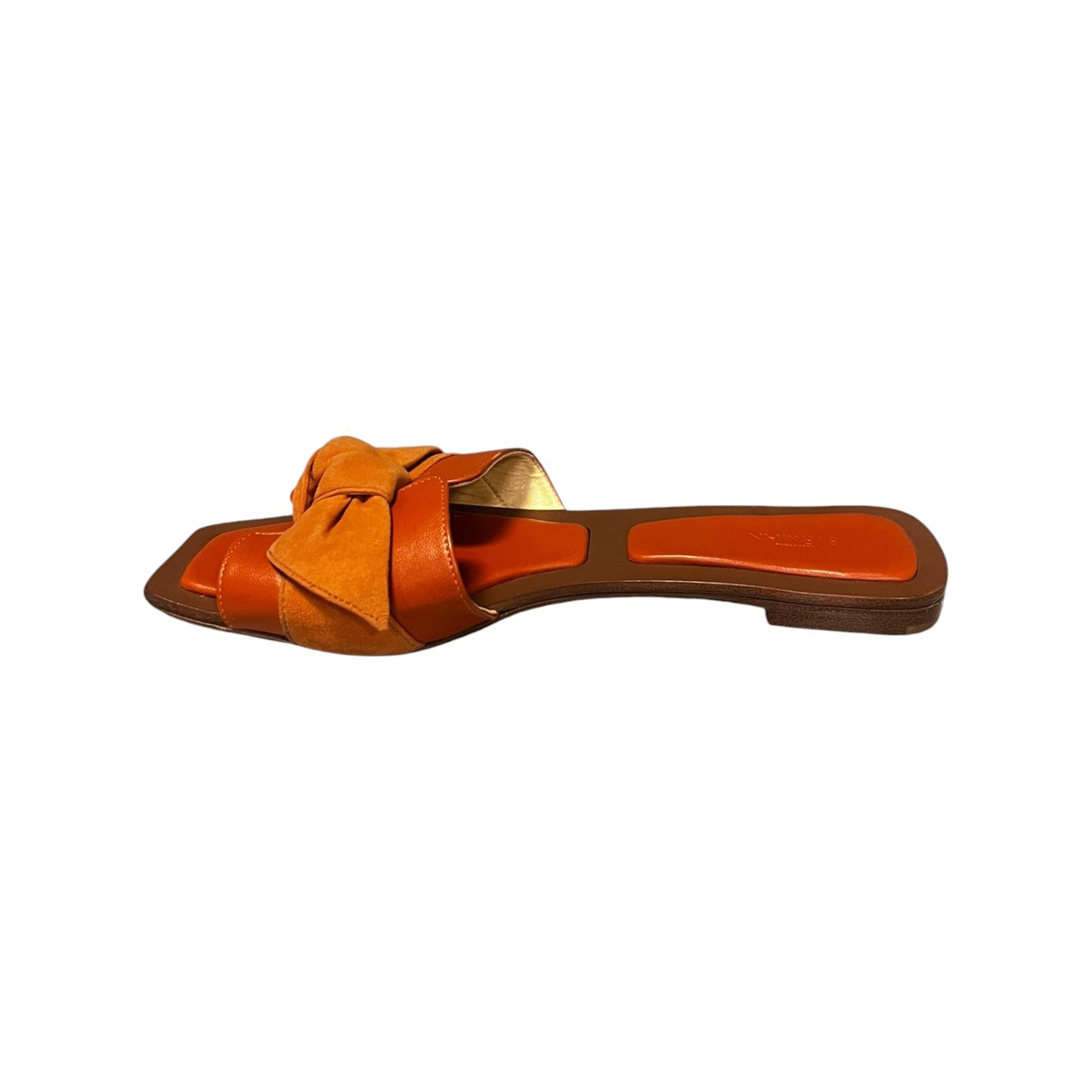 ALEXANDRE BIRMAN Suede Clarita Bow Slide Sandals in Orange