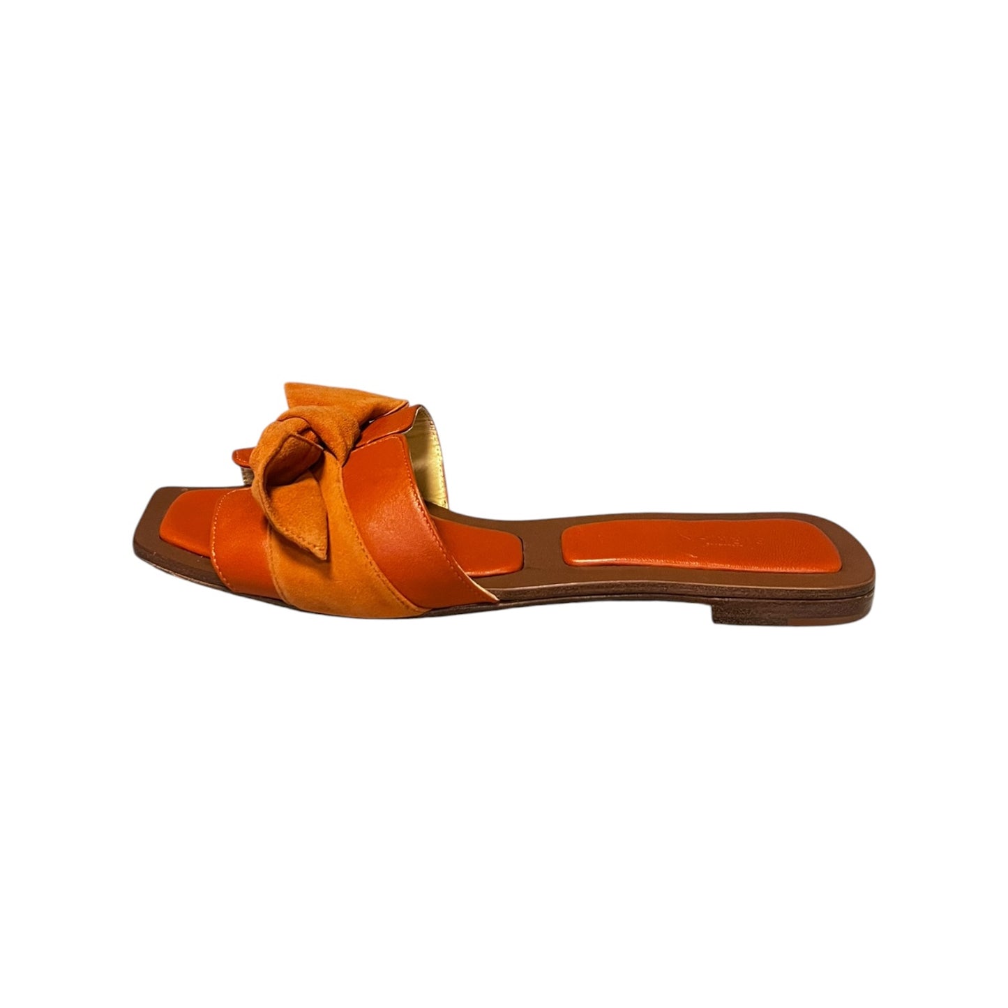 ALEXANDRE BIRMAN Suede Clarita Bow Slide Sandals in Orange