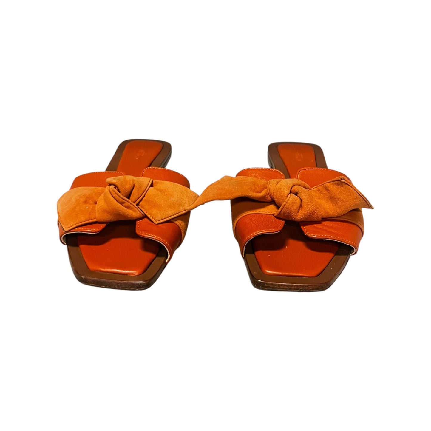 ALEXANDRE BIRMAN Suede Clarita Bow Slide Sandals in Orange