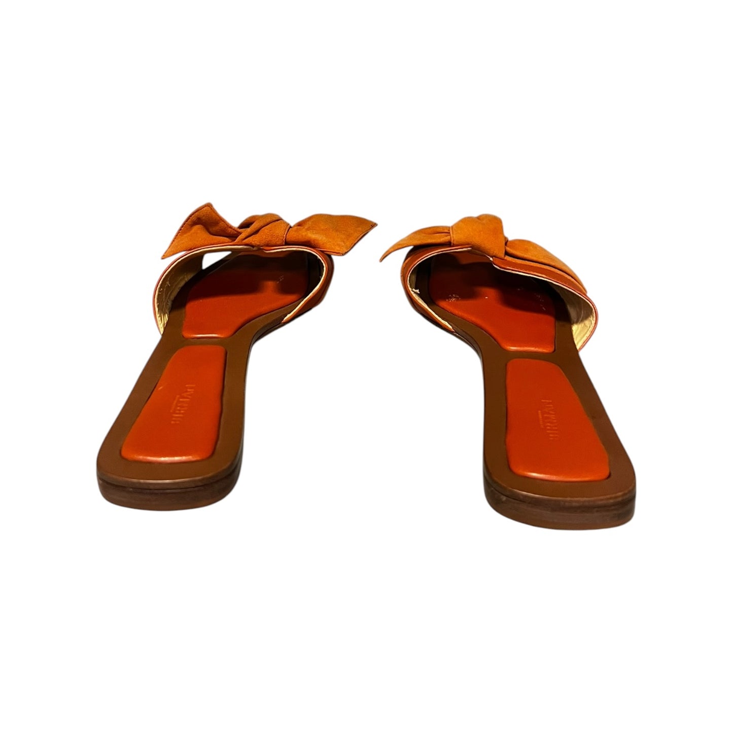 ALEXANDRE BIRMAN Suede Clarita Bow Slide Sandals in Orange