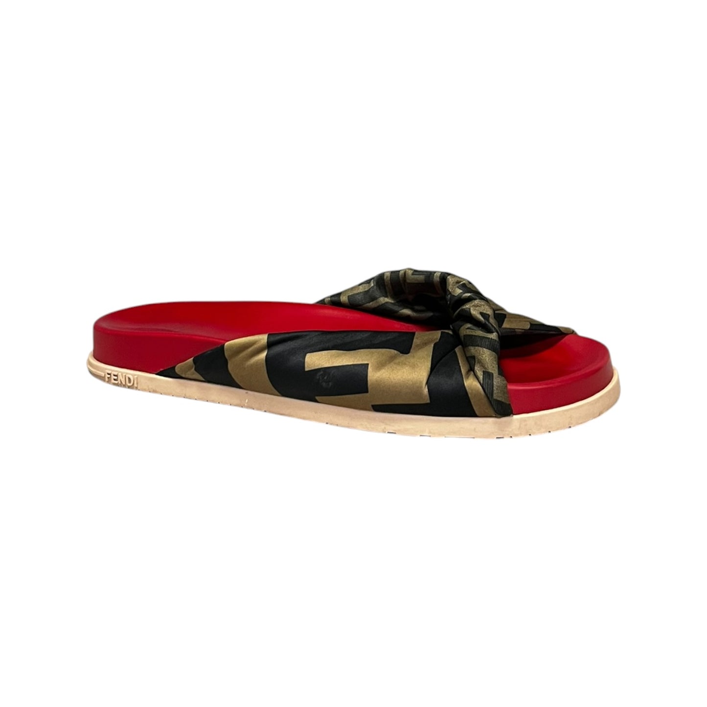 FENDI FF Twist Satin Slide Sandals | 41