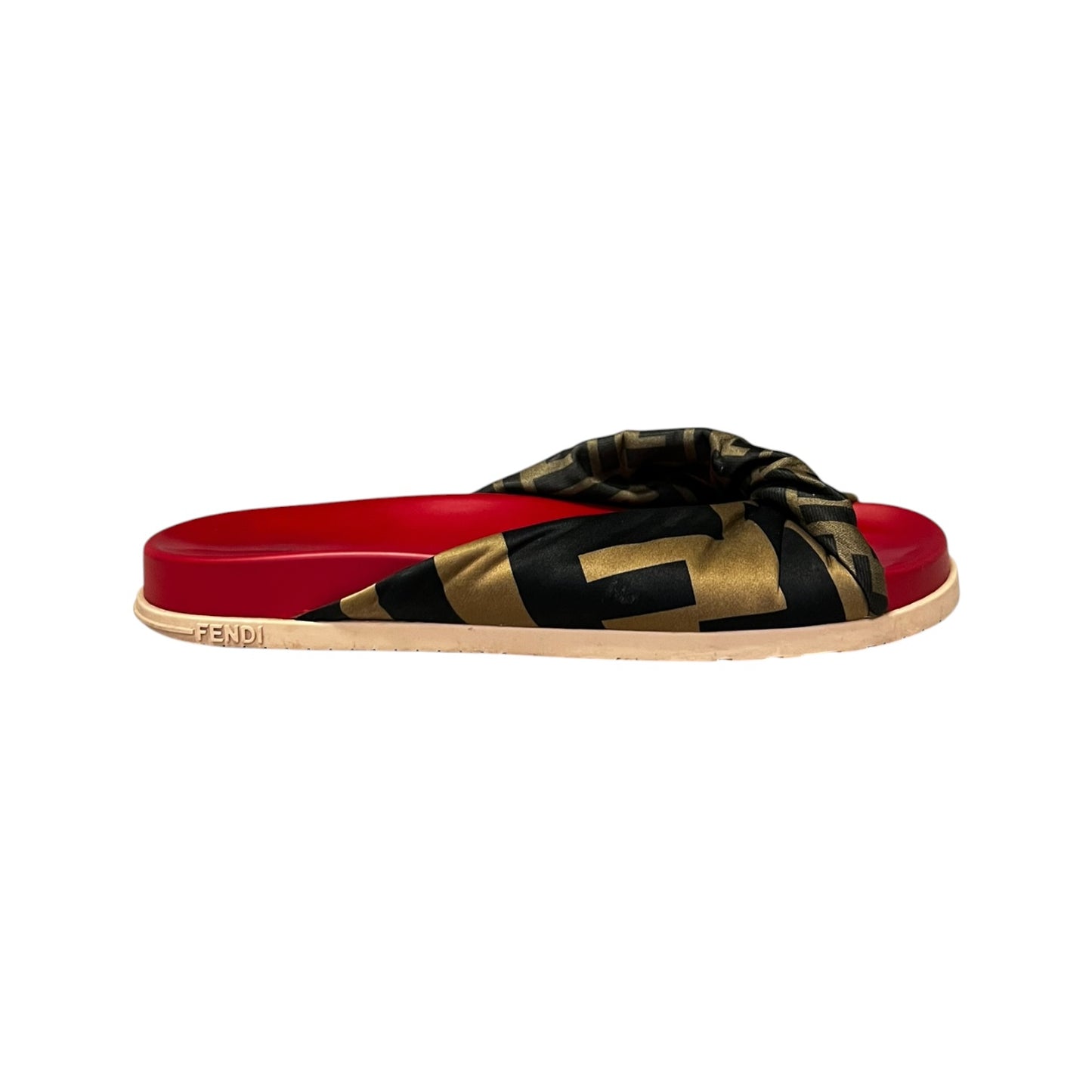 FENDI FF Twist Satin Slide Sandals | 41