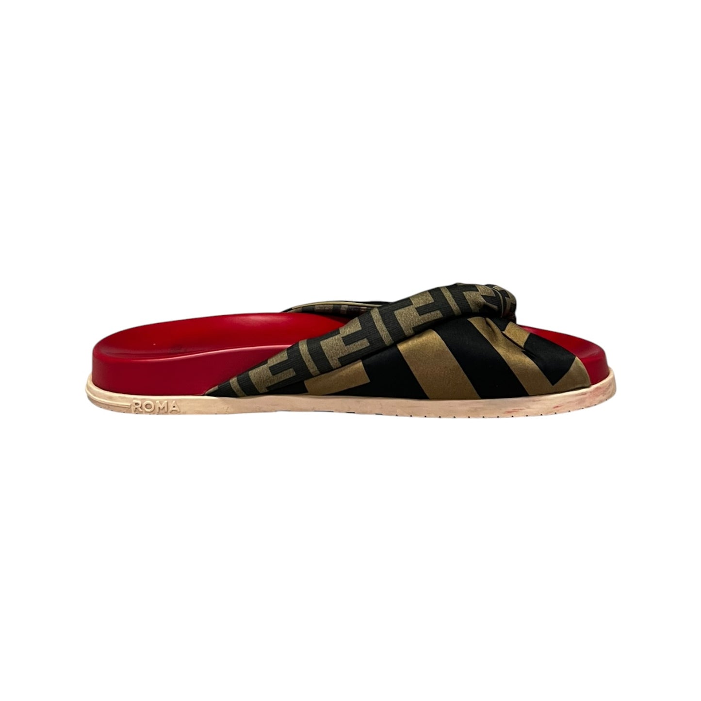 FENDI FF Twist Satin Slide Sandals | 41