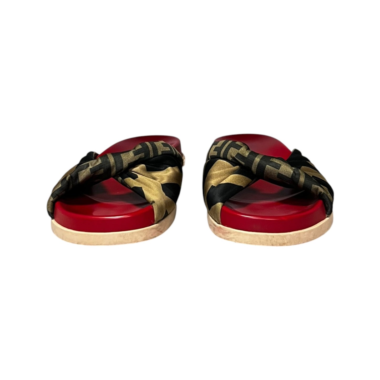 FENDI FF Twist Satin Slide Sandals | 41