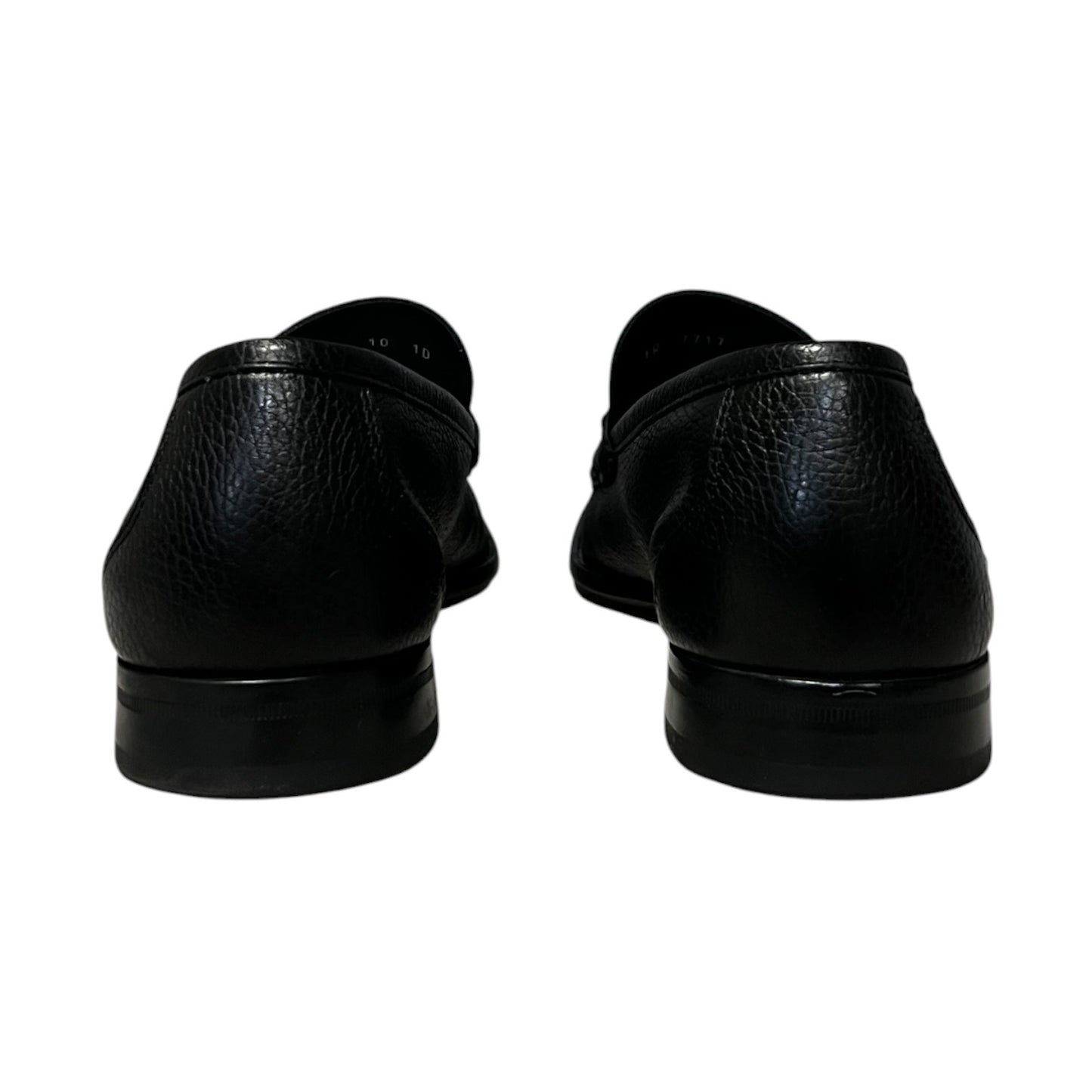 FERRAGAMO Gancini Moccasins in Black Grained Leather | Mens 10