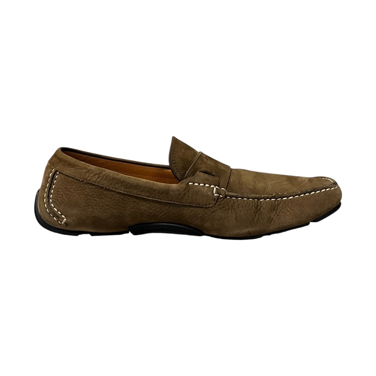 FERRAGAMO Gancini Driving Shoes in Taupe Suede | Mens 11