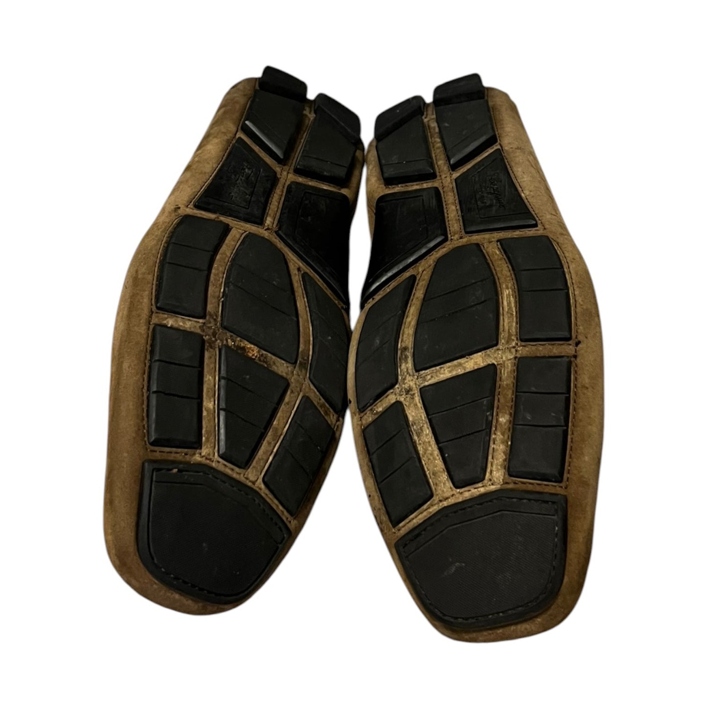 FERRAGAMO Gancini Driving Shoes in Taupe Suede | Mens 11