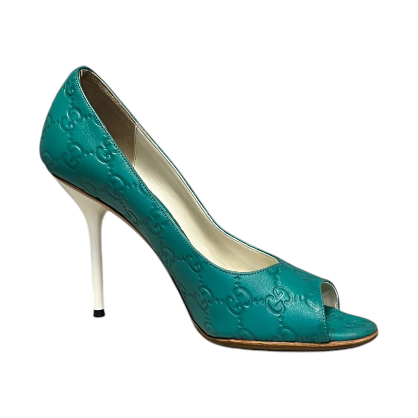 GUCCI Guccissima Peeptoe Pumps | 38.5