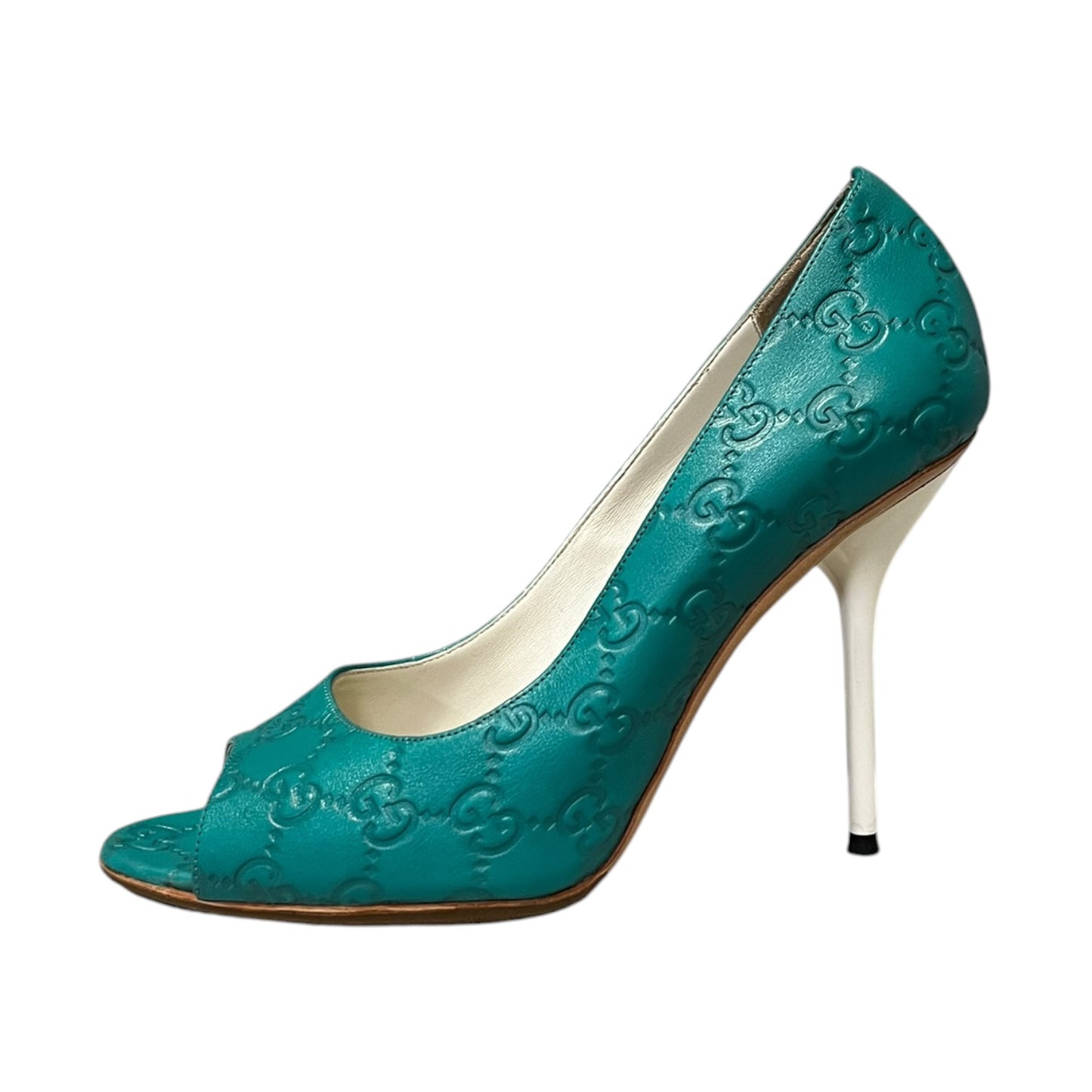 GUCCI Guccissima Peeptoe Pumps | 38.5