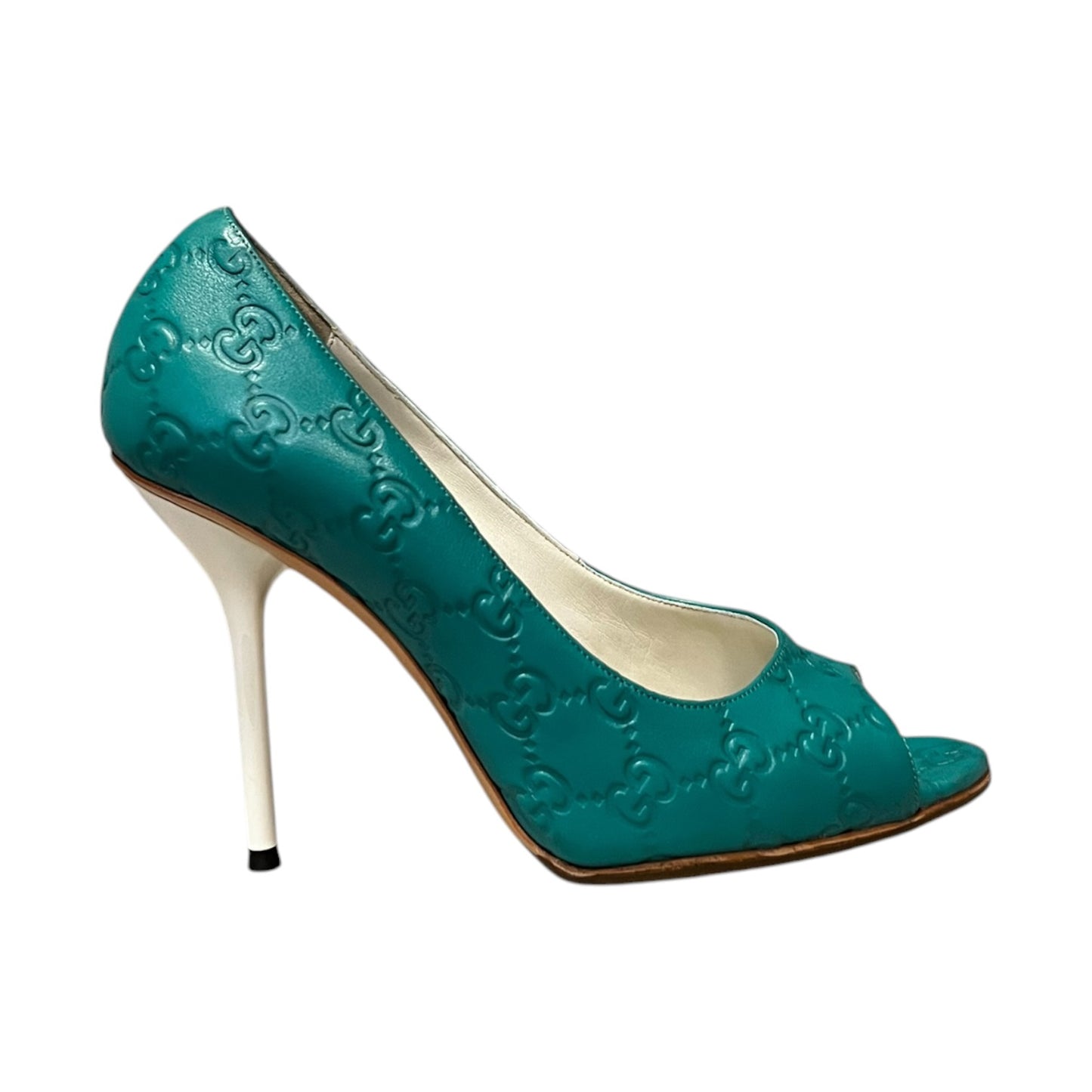 GUCCI Guccissima Peeptoe Pumps | 38.5