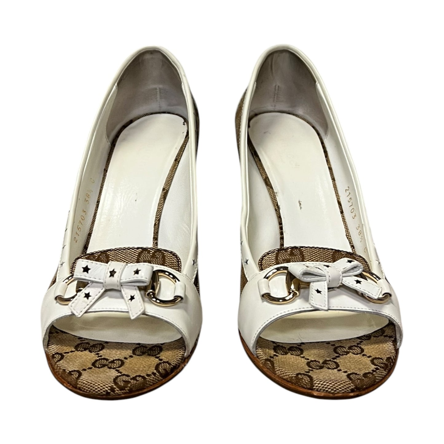 GUCCI Tooled Star Peeptoe Pumps | 38.5