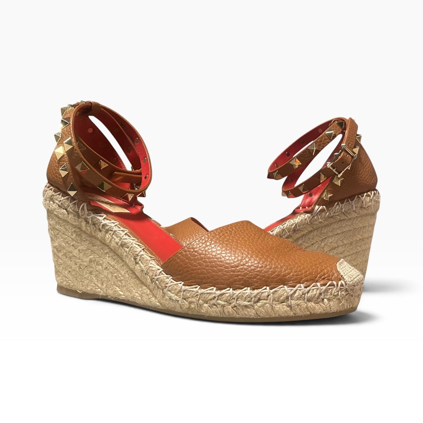 VALENTINO Rockstud Espadrille Wedges in Scotch | 40