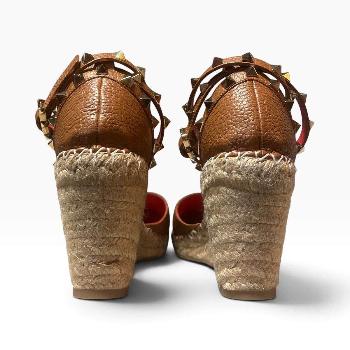 VALENTINO Rockstud Espadrille Wedges in Scotch | 40