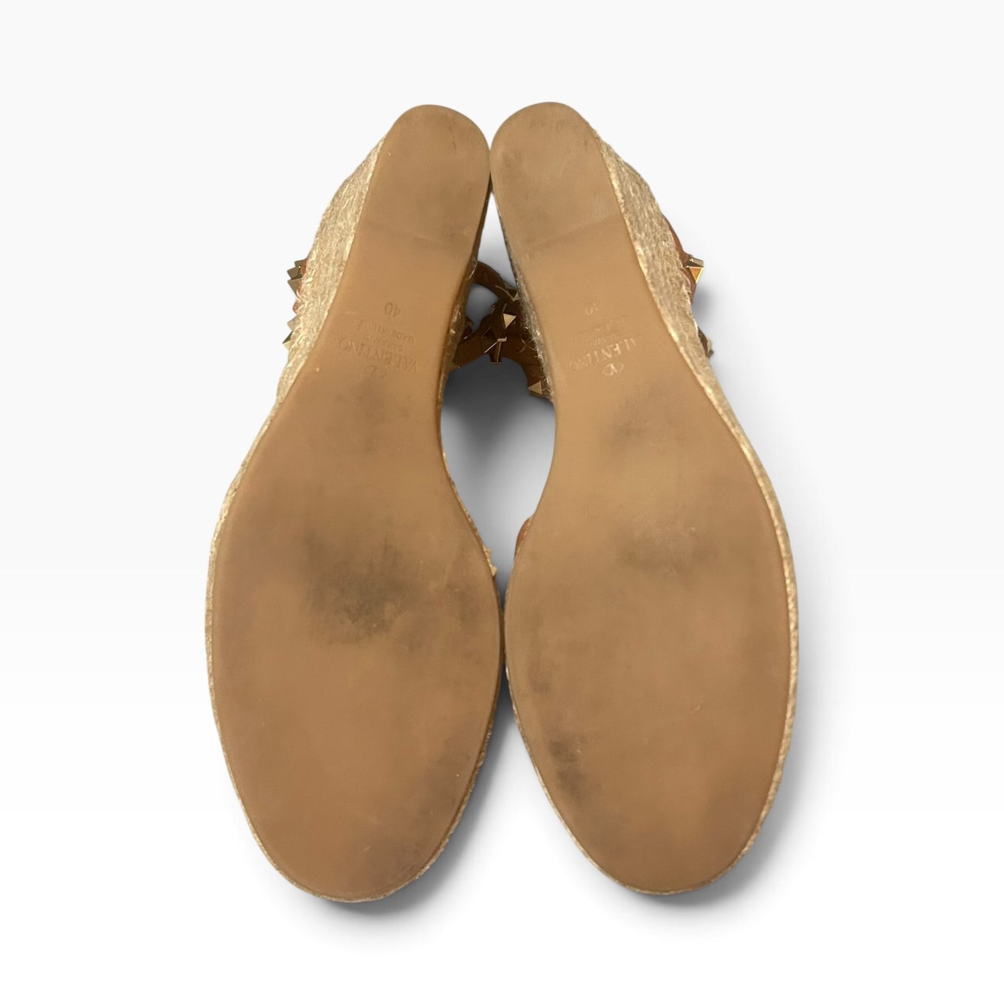 VALENTINO Rockstud Espadrille Wedges in Scotch | 40