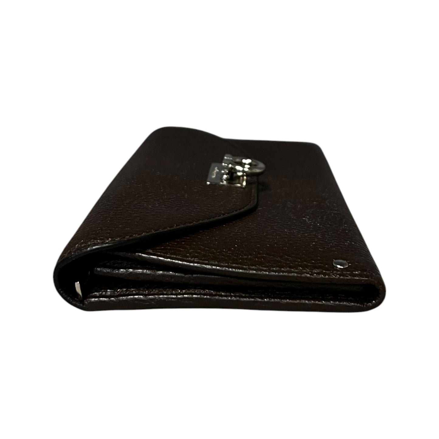 FERRAGAMO Gancini Continental Wallet in Dark Brown Grained Leather