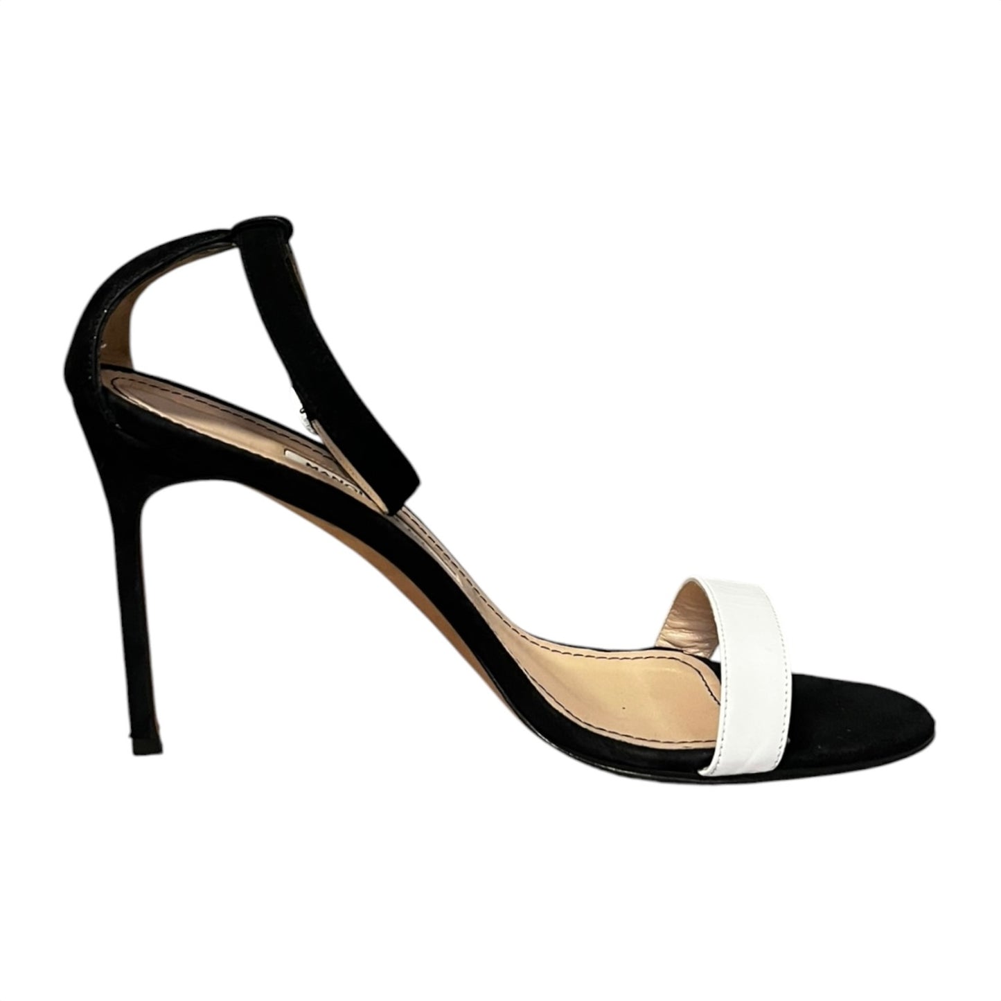 MANOLO BLAHNIK Suede Sandals in Black and White | 39.5
