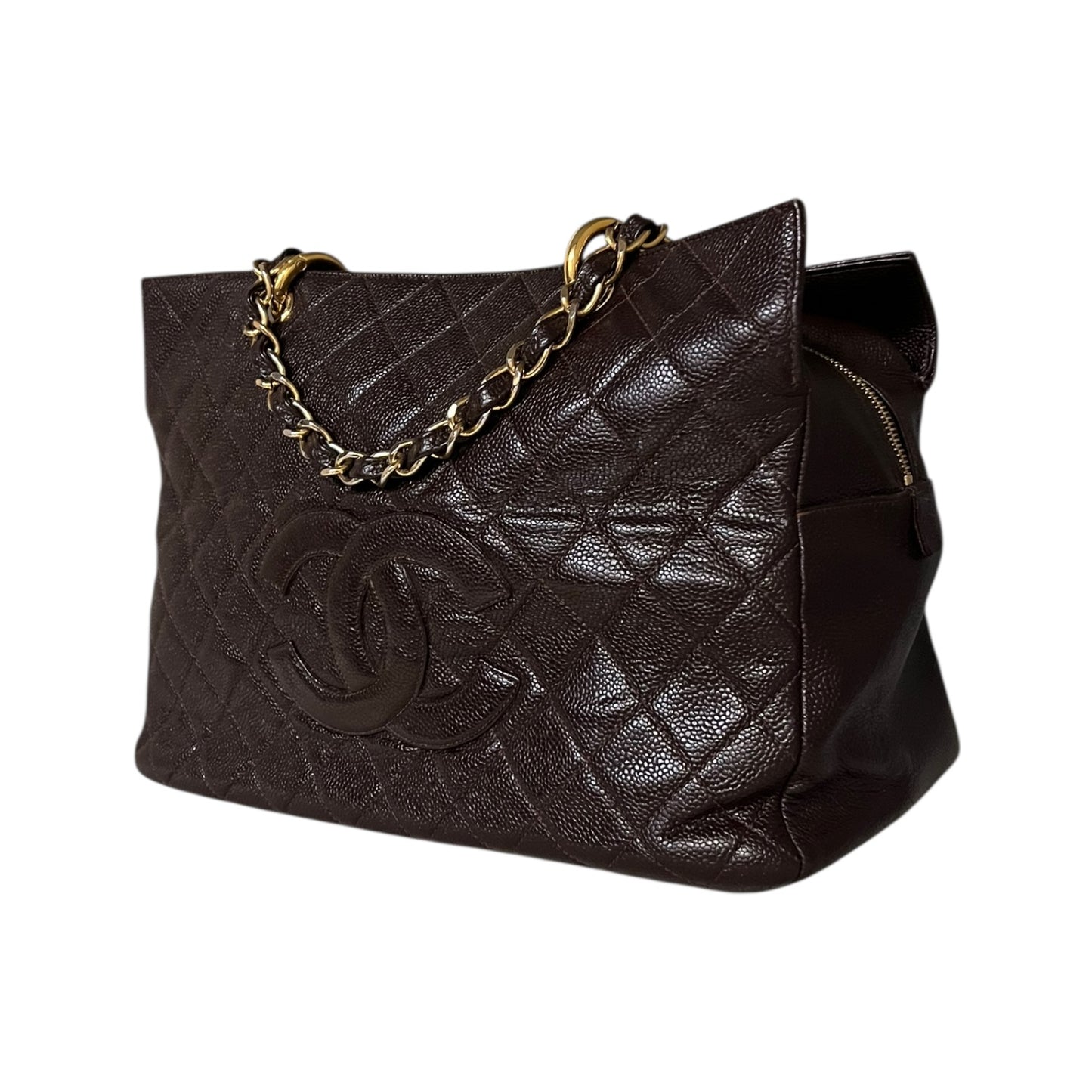 CHANEL Grand Timeless Tote in Chocolate Caviar Leather