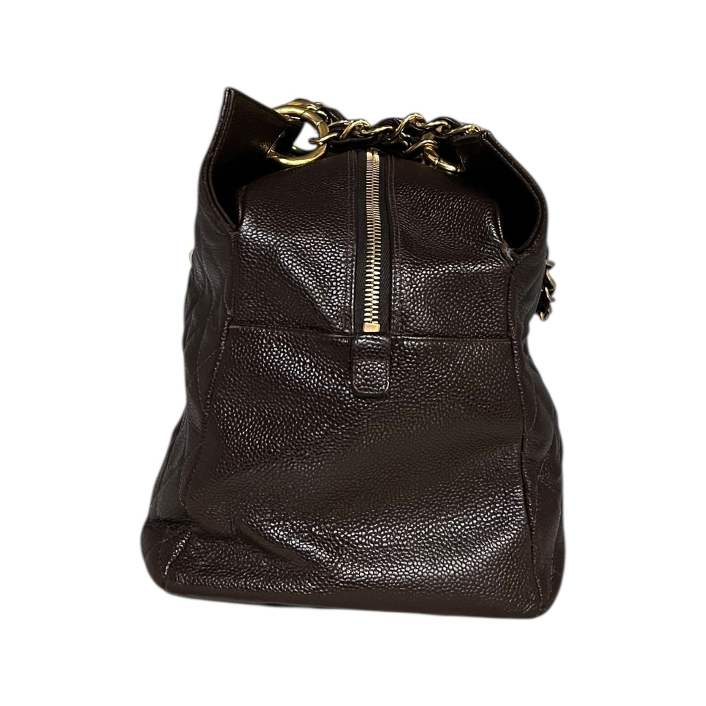 CHANEL Grand Timeless Tote in Chocolate Caviar Leather