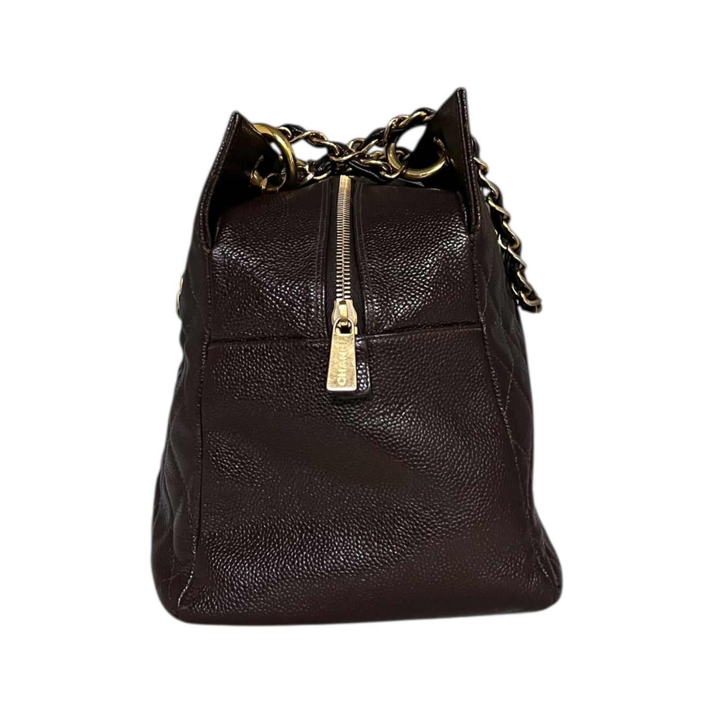 CHANEL Grand Timeless Tote in Chocolate Caviar Leather