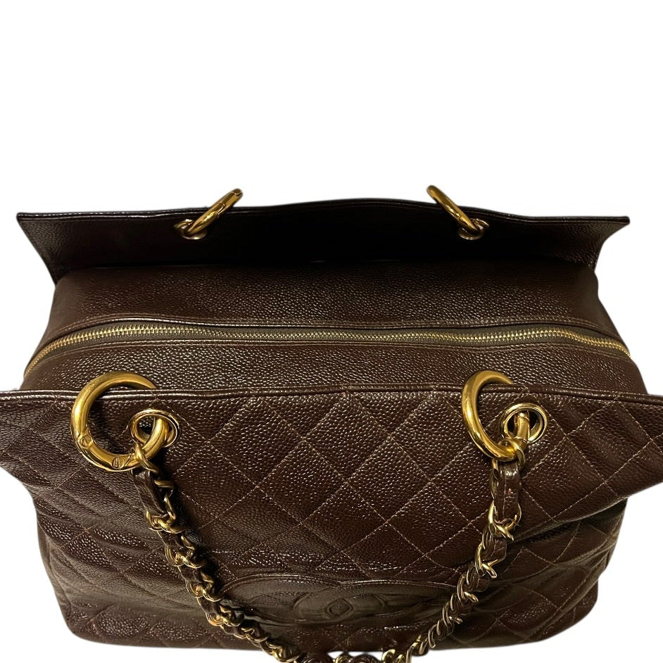 CHANEL Grand Timeless Tote in Chocolate Caviar Leather
