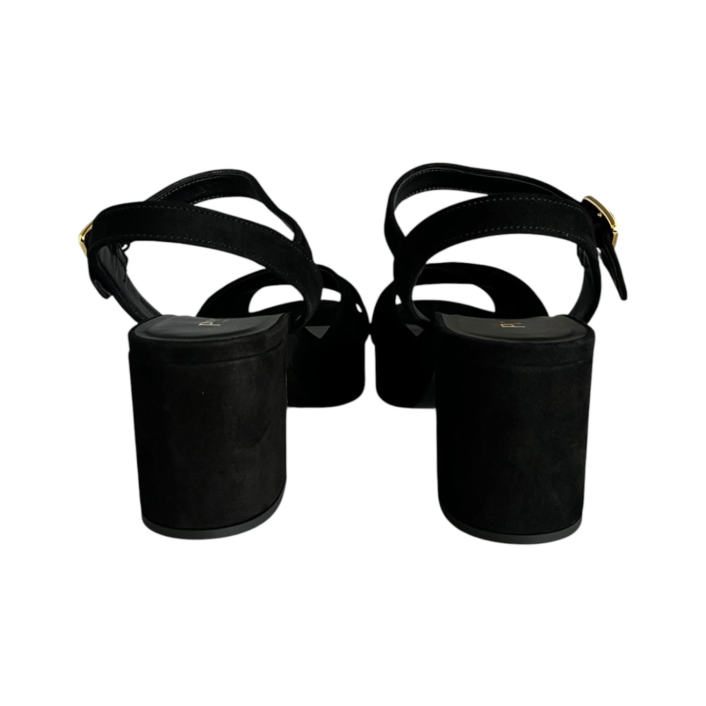PRADA Block Heel Sandals in Black Suede | 37.5