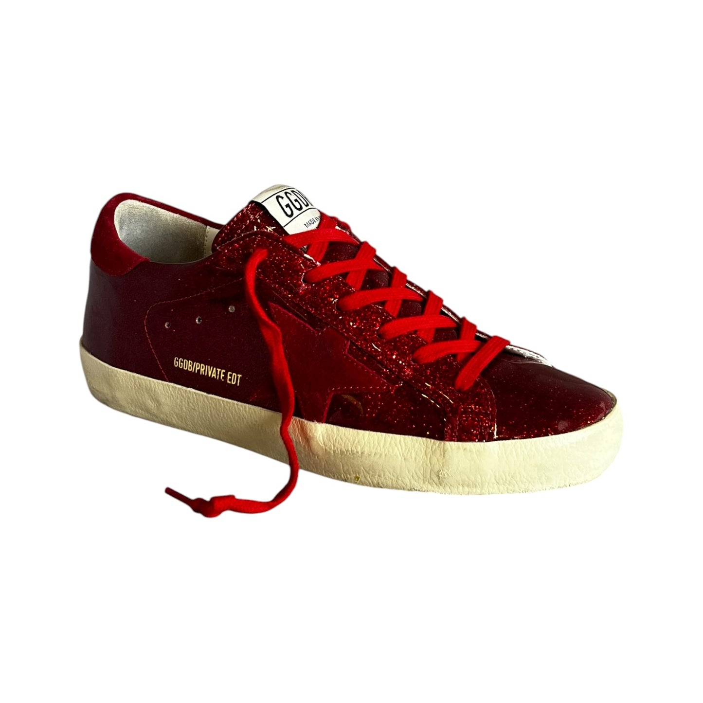 GOLDEN GOOSE Super-Star Glitter Sneakers in Red | 38