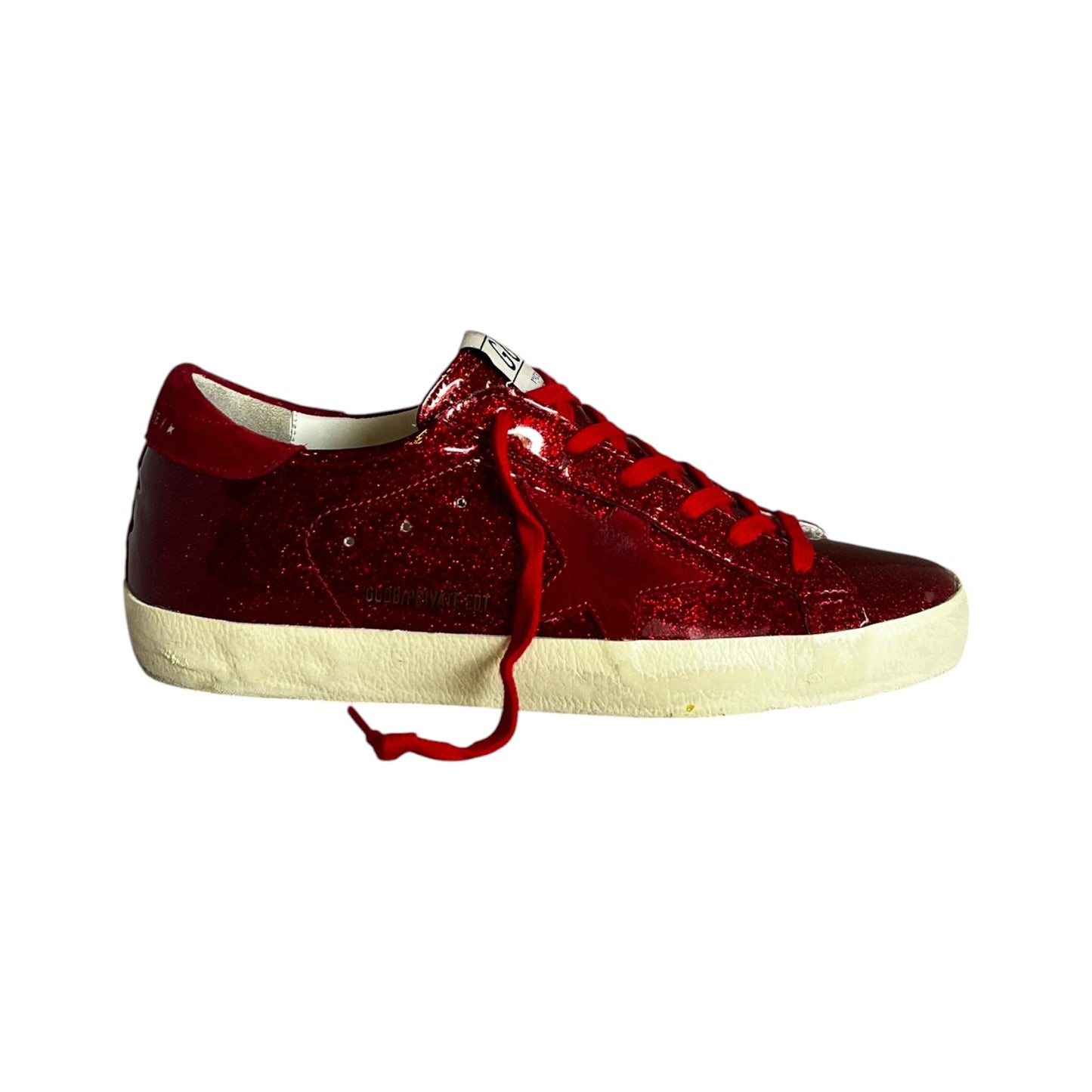 GOLDEN GOOSE Super-Star Glitter Sneakers in Red | 38