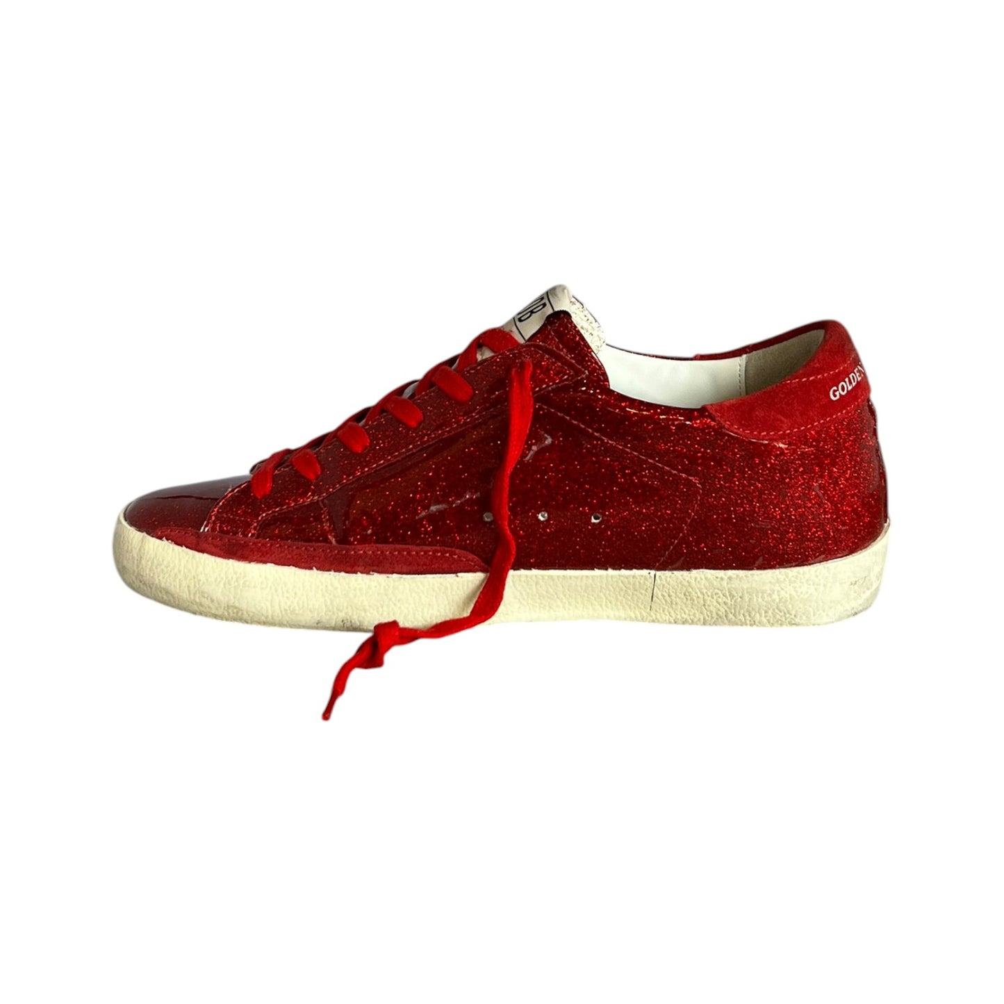 GOLDEN GOOSE Super-Star Glitter Sneakers in Red | 38