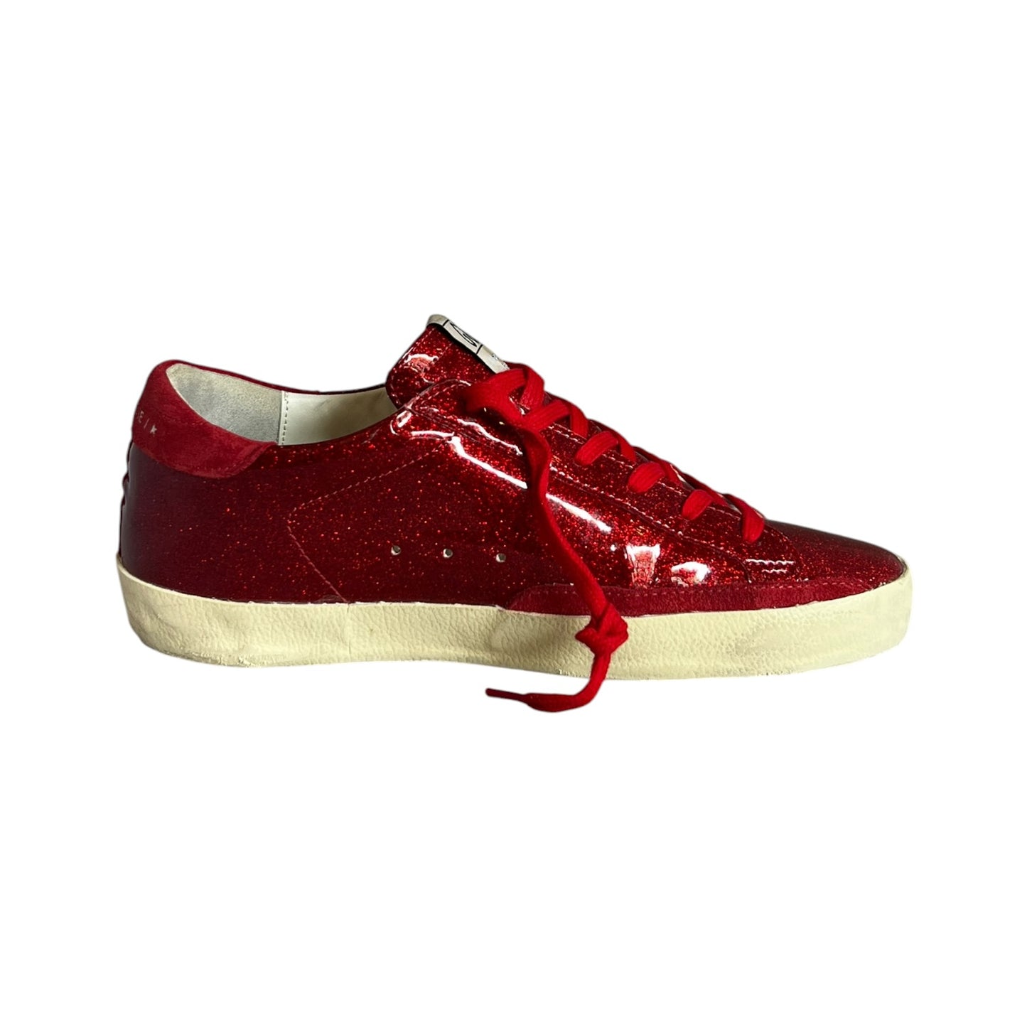 GOLDEN GOOSE Super-Star Glitter Sneakers in Red | 38