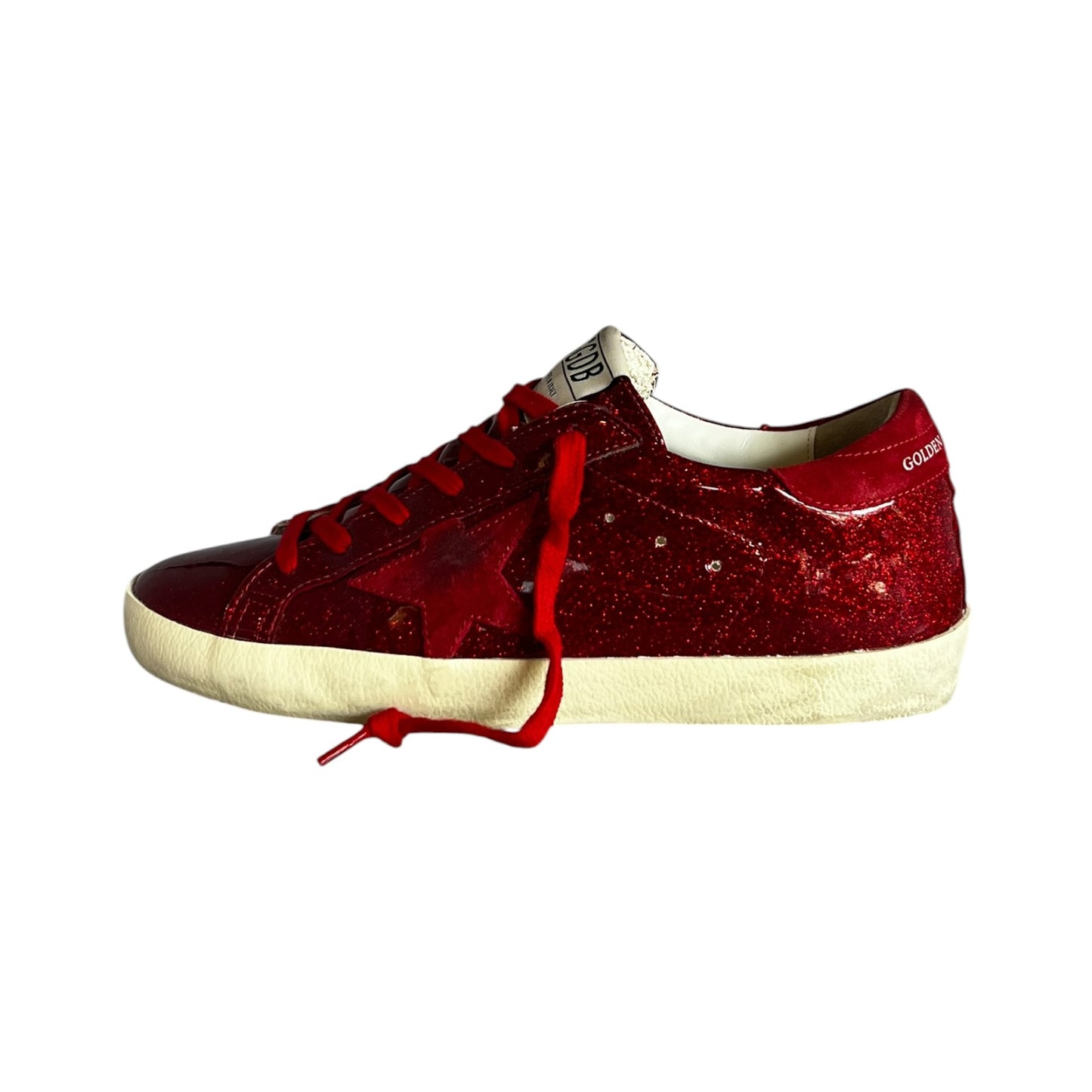 GOLDEN GOOSE Super-Star Glitter Sneakers in Red | 38