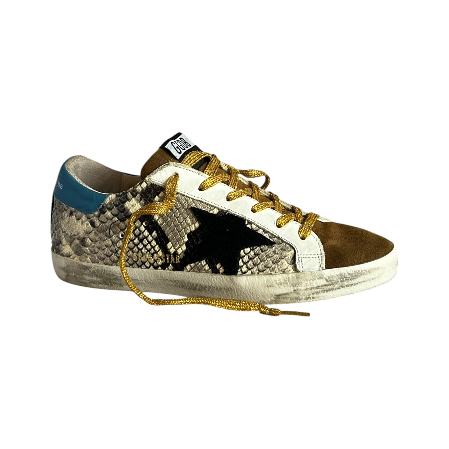 GOLDEN GOOSE Super-Star Snake + Suede Sneakers | 38