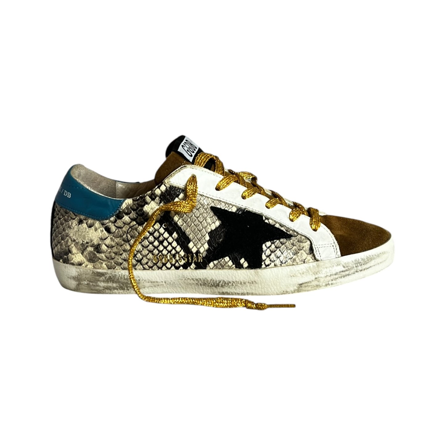 GOLDEN GOOSE Super-Star Snake + Suede Sneakers | 38