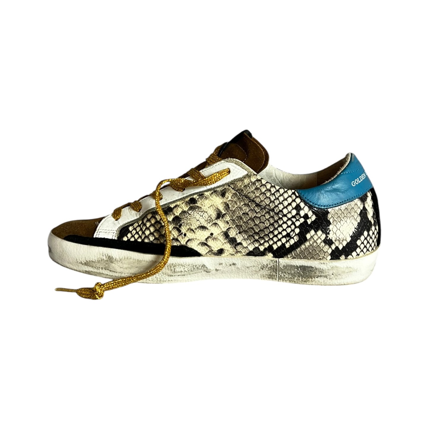 GOLDEN GOOSE Super-Star Snake + Suede Sneakers | 38