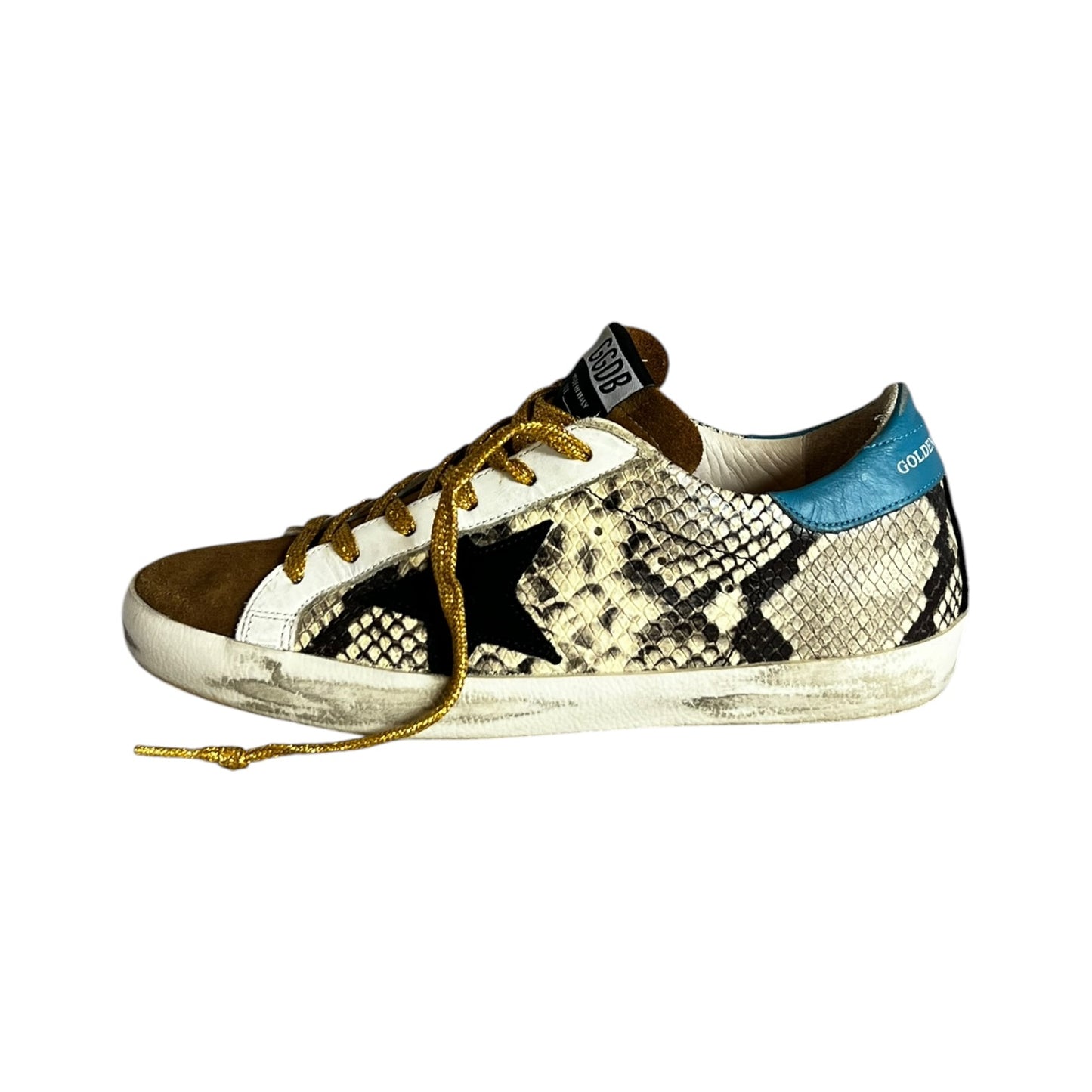 GOLDEN GOOSE Super-Star Snake + Suede Sneakers | 38