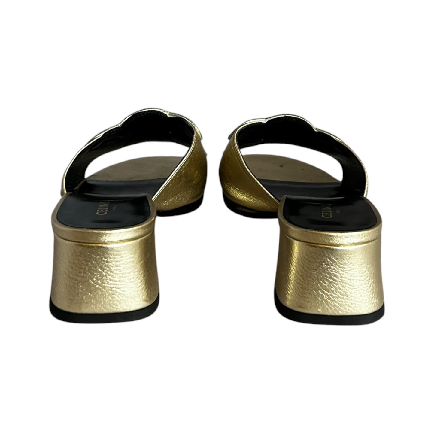 CELINE Triomphe Mules in Gold & Platinum | 37.5