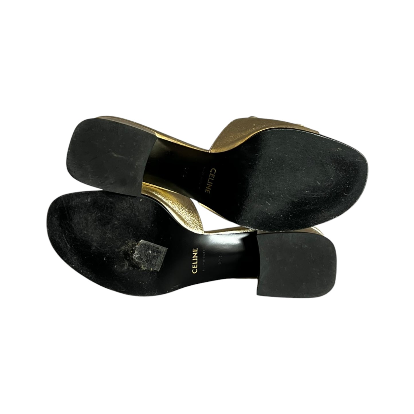 CELINE Triomphe Mules in Gold & Platinum | 37.5