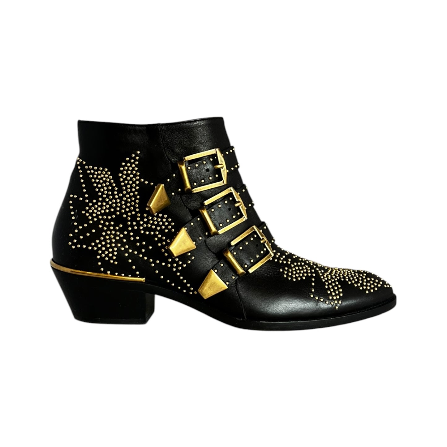 CHLOE Susanna Ankle Boot in Black & Gold | 37.5