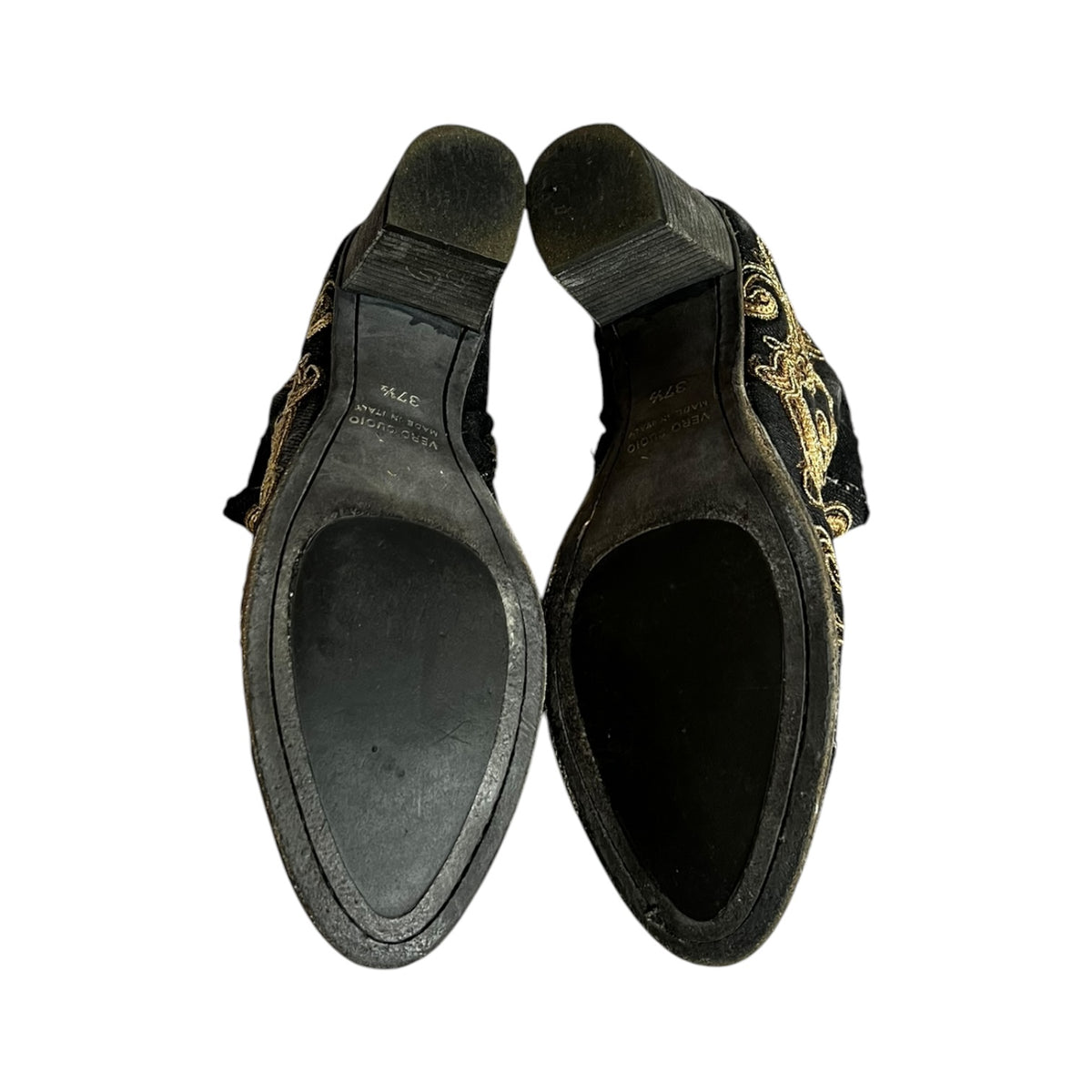 MARCO DELLI Embroidered Denim Booties | 37.5