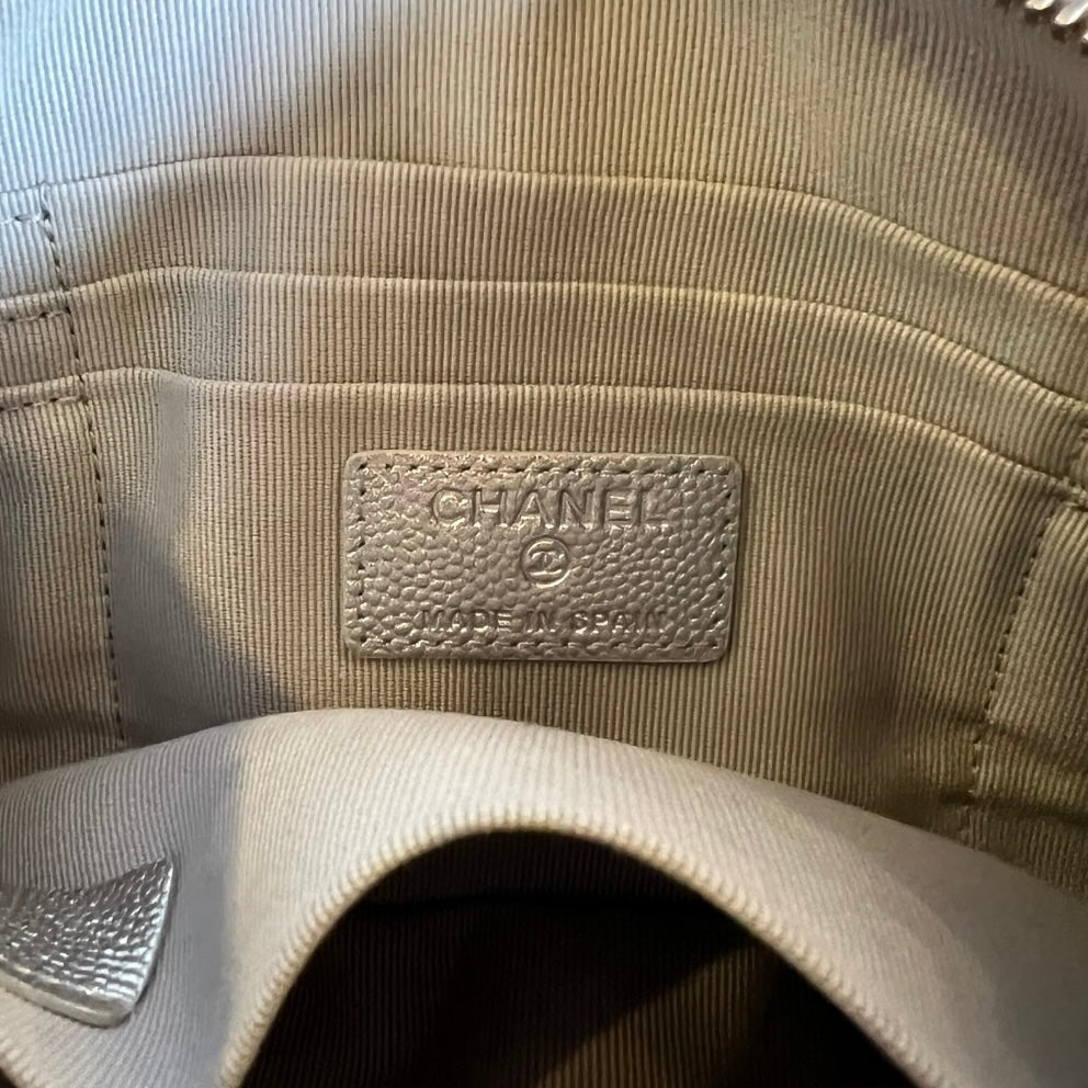 CHANEL Diamond Quilted O-Case Small in Silver