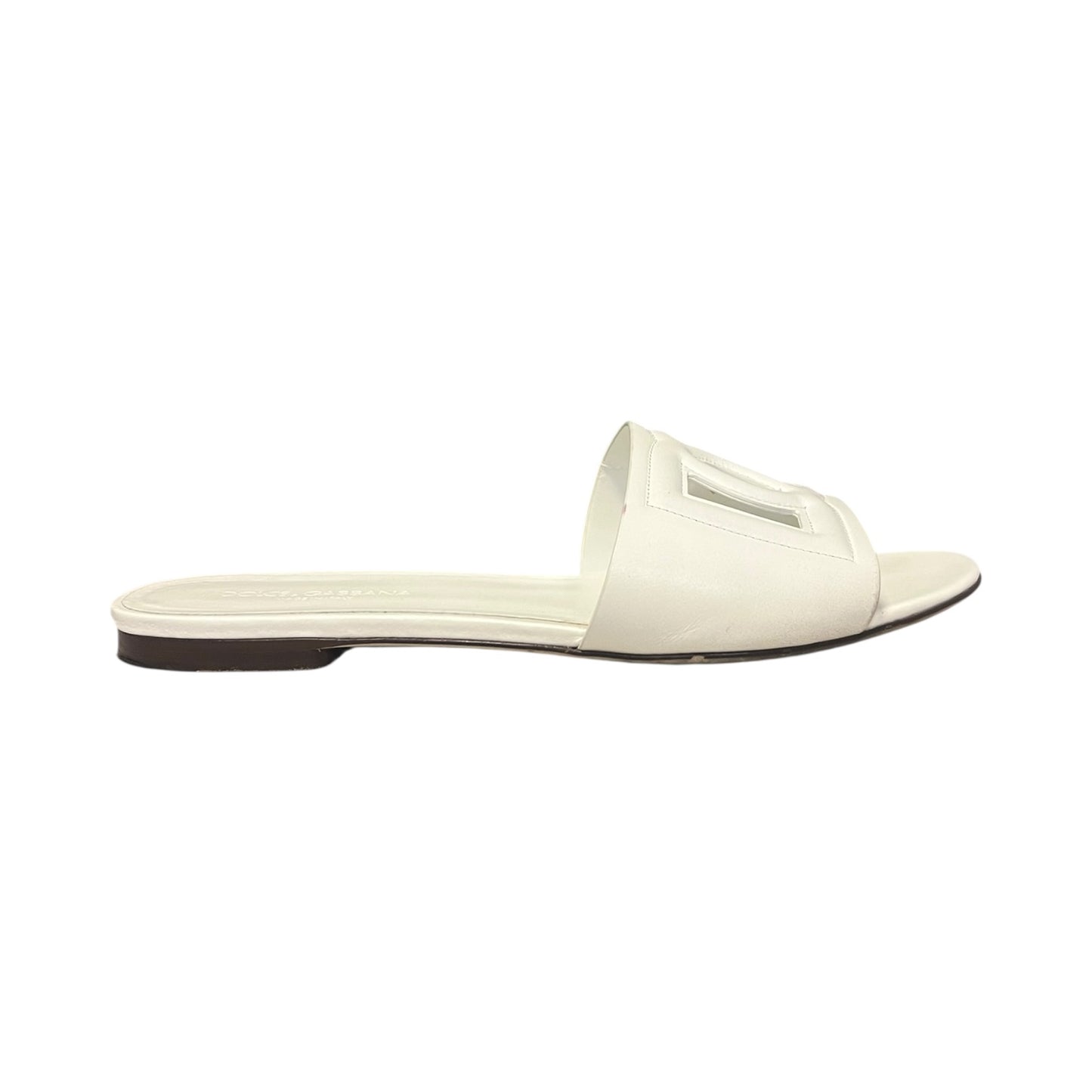 Dolce & Gabbana Monogram Slides in White