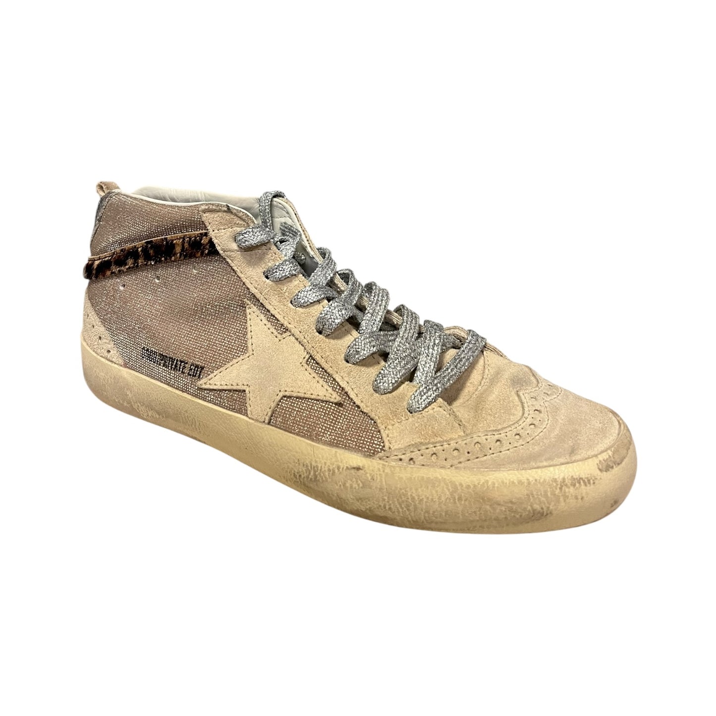 GOLDEN GOOSE Leopard + Glitter Mid Rise Sneakers |